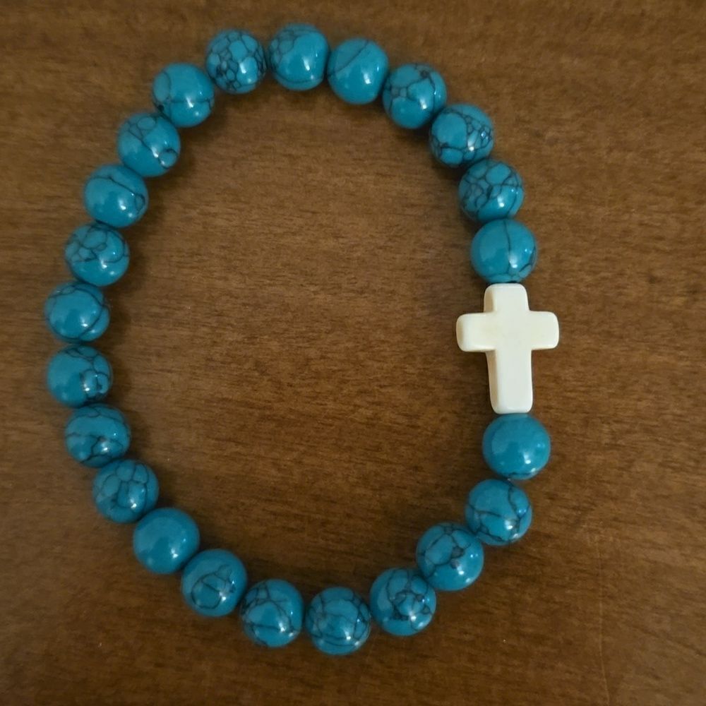 Cross green stone bracelet - Picture 4 of 8